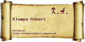 Klempa Albert névjegykártya