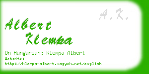 albert klempa business card